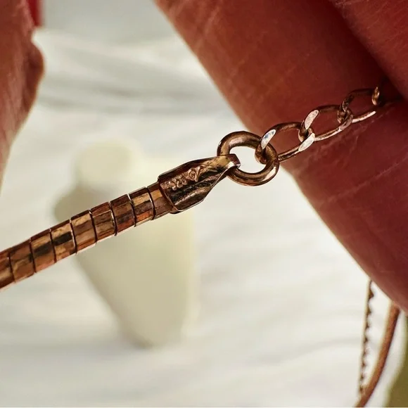 Rose Gold Vermeil 925 Omega Necklace with Heart Pendant - Picture 8 of 15